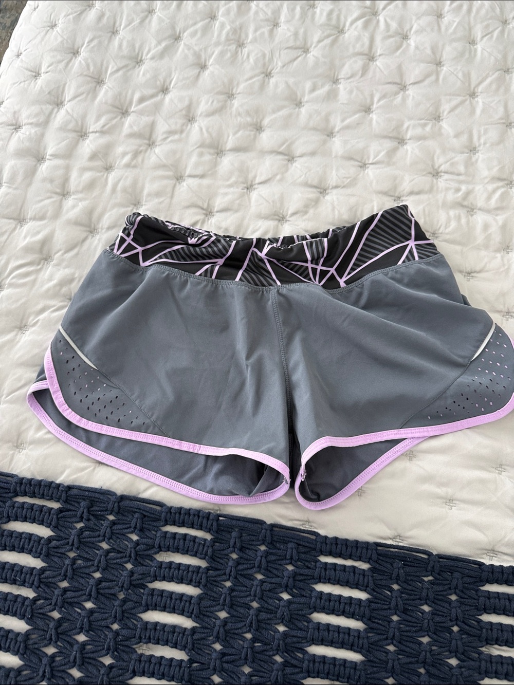 Champion Gray Athletic Shorts with Light Pink Trim